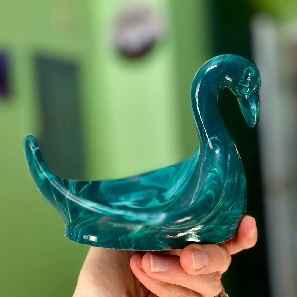 Vintage Turquoise Green Swan Retro Cottagecore Farmhouse Soap Bar Holder Dish - Picture 8 of 11